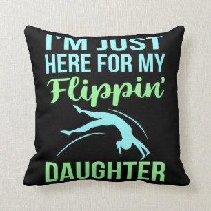 Flippin Daughter Gymnastic Gymnast Gymnastics Love Throw Pillow