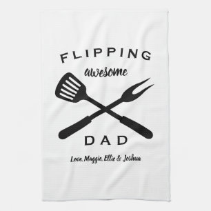 Flipping Awesome Dad Gift Dad Men Custom Name Kitchen Towel