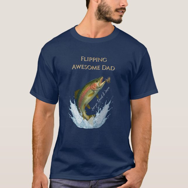Flipping Awesome Dad kids names T-Shirt (Front)