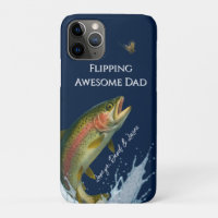 Flipping Awesome Dad Rainbow Trout Navy Blue