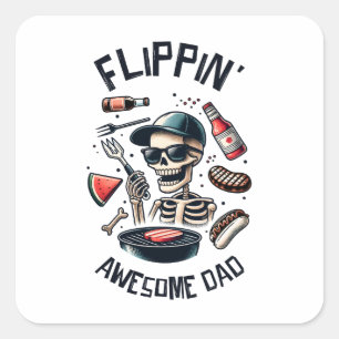 Flipping Awesome Dad Square Sticker