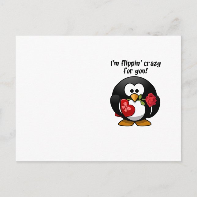 Flipping Crazy For You Valentine's Day Penguin Holiday Postcard (Front)