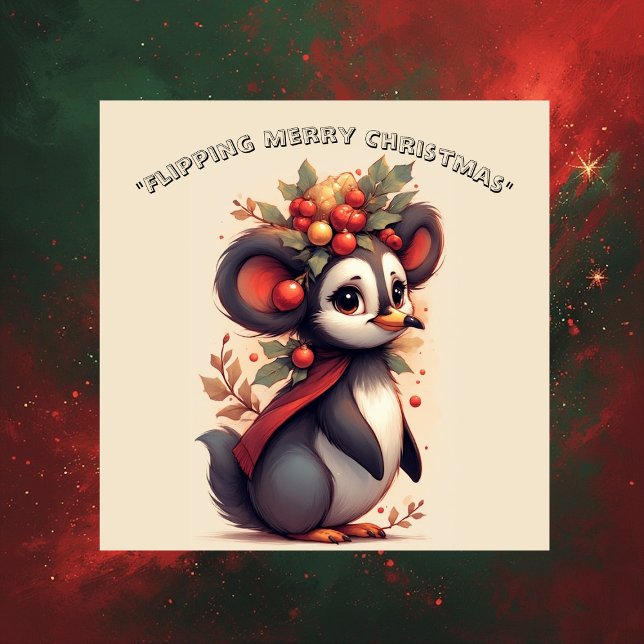 Flipping Flapping Merry Christmas Penguin Quirky  (Flipping Flapping Merry Christmas Penguin Quirky Sticker)