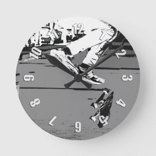 Flipping the Board - Skateboarder Round Clock
