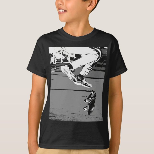 Flipping the Board - Skateboarder Round Clock T-Shirt (Front)
