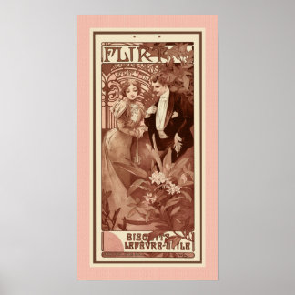 Flirt par Alphons Mucha Poster