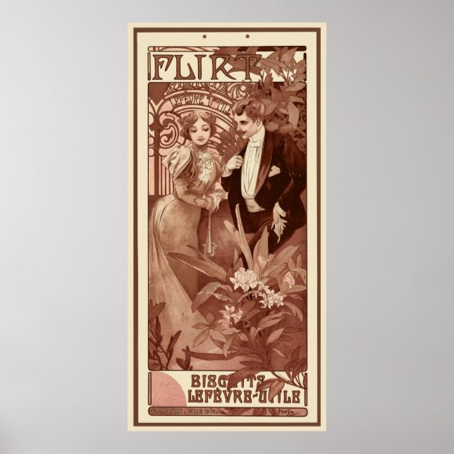 Flirt par Alphons Mucha Poster (Devant)