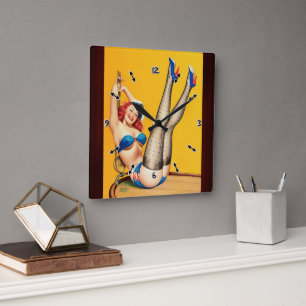 Flirt Pulp Cover by Peter Driben Square Wall Clock