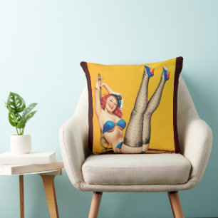 Flirt Pulp Cover by Peter Driben Throw Pillow