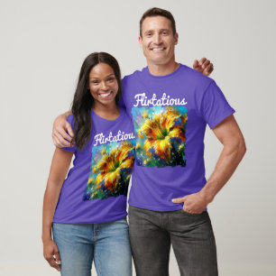 Flirtatious Yellow Daylily Flower Blue Daylilies T-Shirt