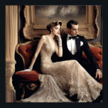 Flirting An Art Deco Couple Poster<br><div class="desc">Flirting is an image of a gorgeous couple in the Art Deco period. They are sitting on a gorgeous divan with a elaborate framed portrait above them. They are beautifully dressed in formal ware. He is in a tuxedo and she is in a gown accented with exquisite lace. A beautiful...</div>