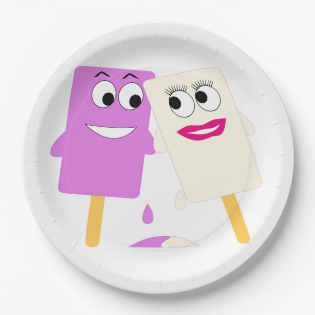 FLIRTING ICE CREAM POPS PAPER PLATE (Front)