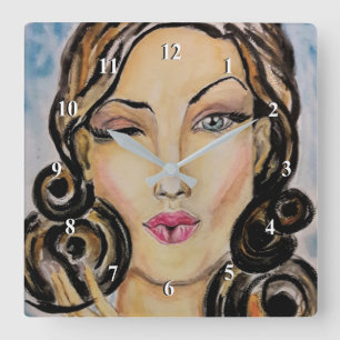 Flirting Lady Wall Clock