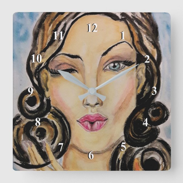 Flirting Lady Wall Clock (Front)