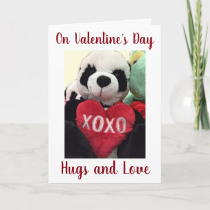 **FLIRTING STUFFED PANDA** ON VALENTINE'S DAY HOLIDAY CARD