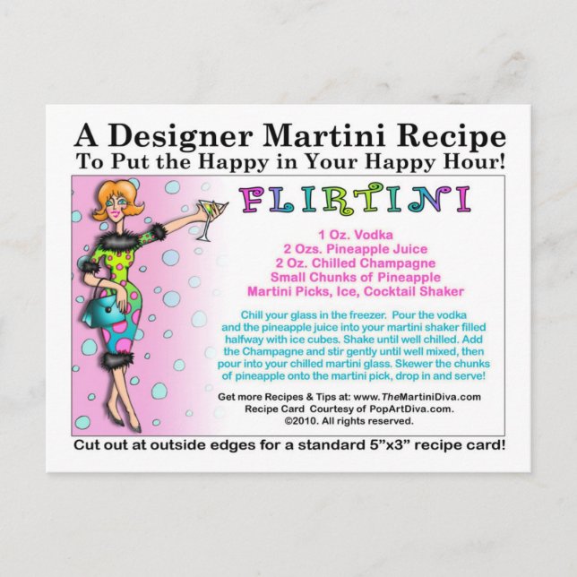Flirtini Martini Recipe Postcard (Front)