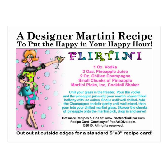 Flirtini Martini Recipe Postcard