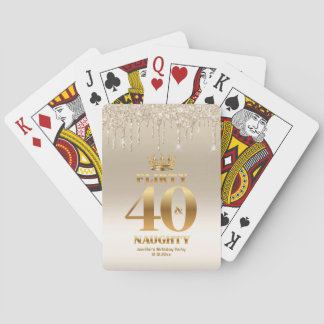 flirty 40 and naughty ,gold metallic glitters playing cards