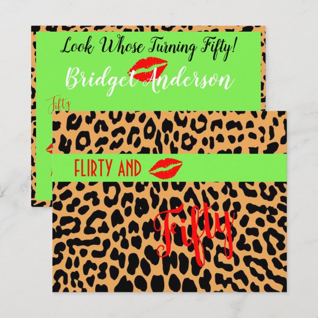 Flirty 50th Turning Fiftieth Birthday Party Invitation (Front/Back)