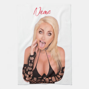 Flirty blonde Thunder_Cove Kitchen Towel