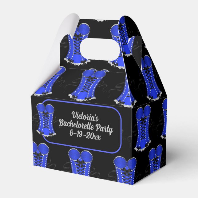 Flirty Blue Corset Gable Favor Box (Front Side)
