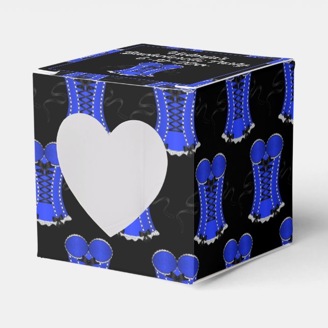 Flirty Blue Corset Heart Favor Box (Front Side)