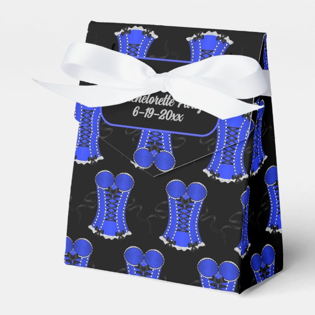 Flirty Blue Corset Tent Favor Box (Front Side)