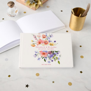 Flirty Floral Meadow   Summer Wedding Guest Book