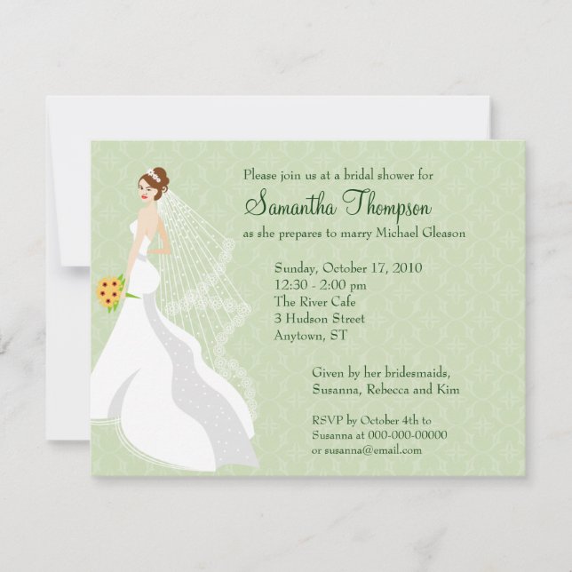 Flirty Jade Bridal Shower Invitation (Front)