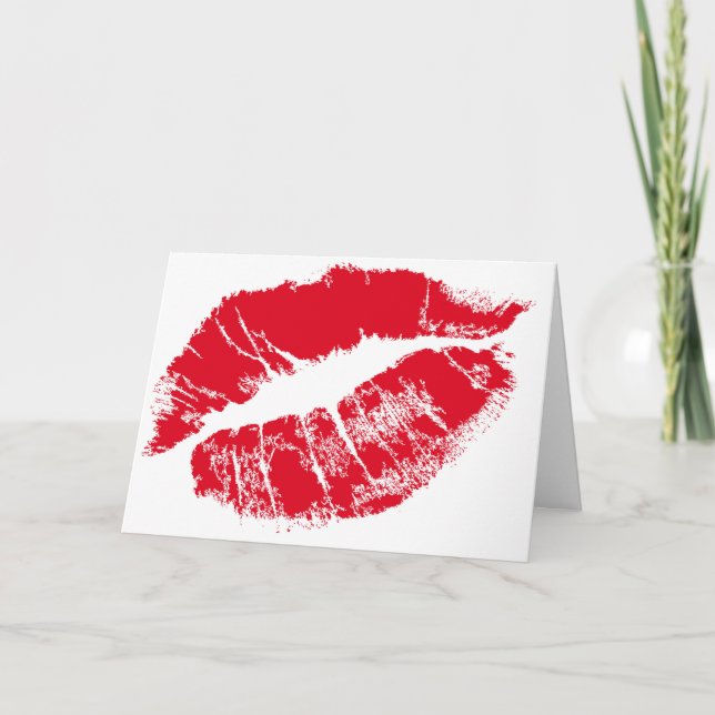 Flirty Lipstick Kiss Holiday Card (Front)