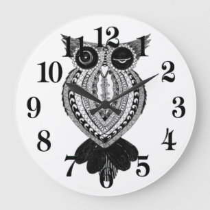 Flirty Owl Large Round Clock