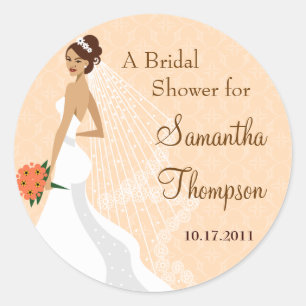 Flirty Peach Bridal Shower Sticker