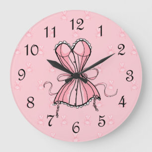 Flirty Pink Corset Large Clock