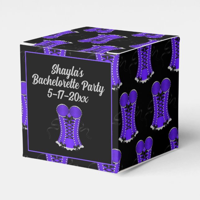 Flirty Purple Corset Cube Favor Box (Front Side)