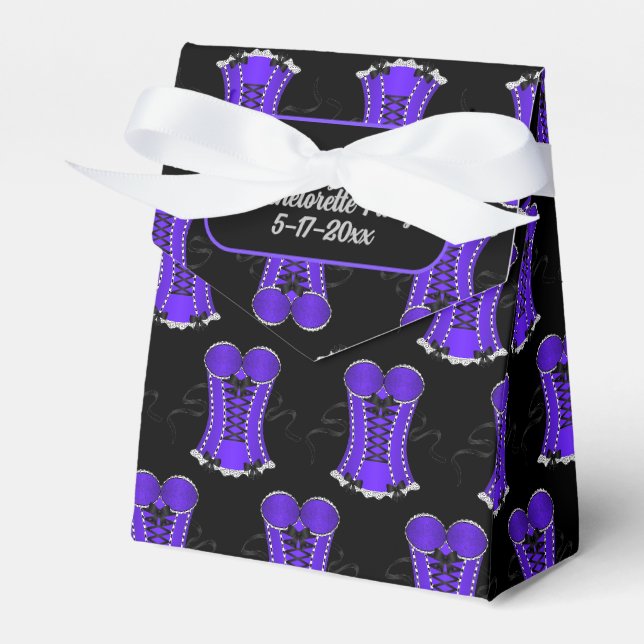 Flirty Purple Corset Tent Favor Box (Front Side)