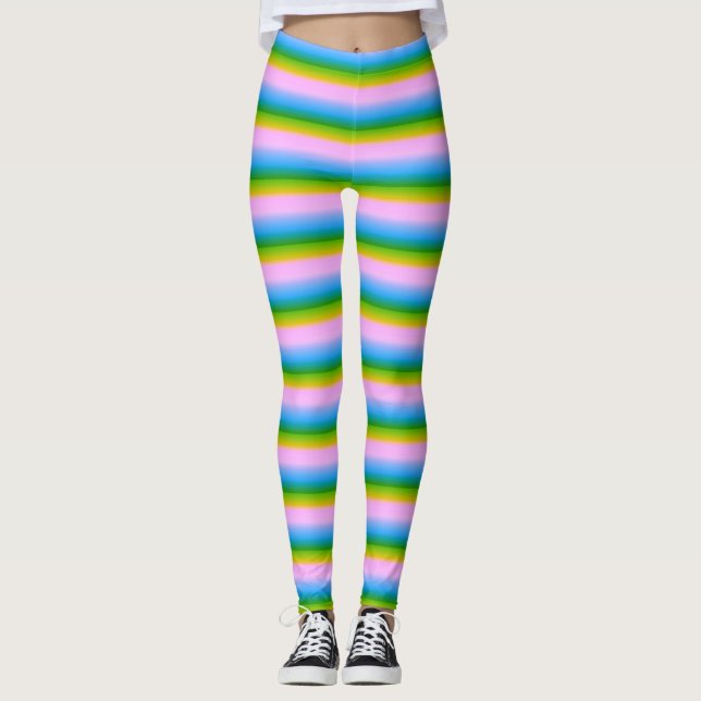 Flirty Rainbow Stripes Leggings (Front)