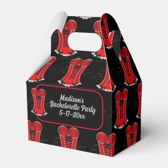 Flirty Red Corset Gable Favor Box (Front Side)