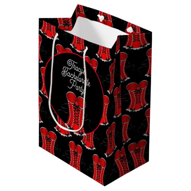 Flirty Red Corset Medium Gift Bag (Front Angled)