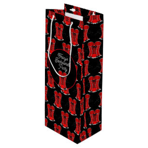 Flirty Red Corset Wine Gift Bag