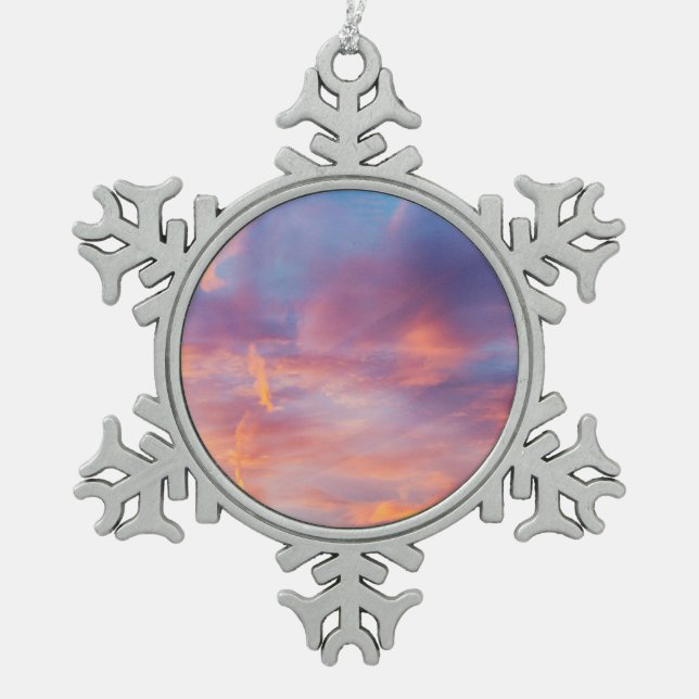 flirty sky snowflake pewter christmas ornament (Front)
