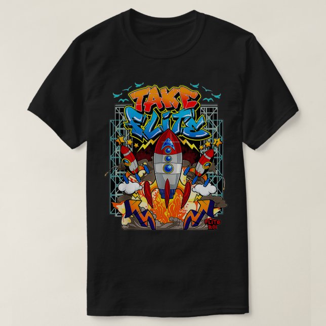 Flite Boi  Urban  Take Flite Rocket Graffiti  T-Shirt (Design Front)