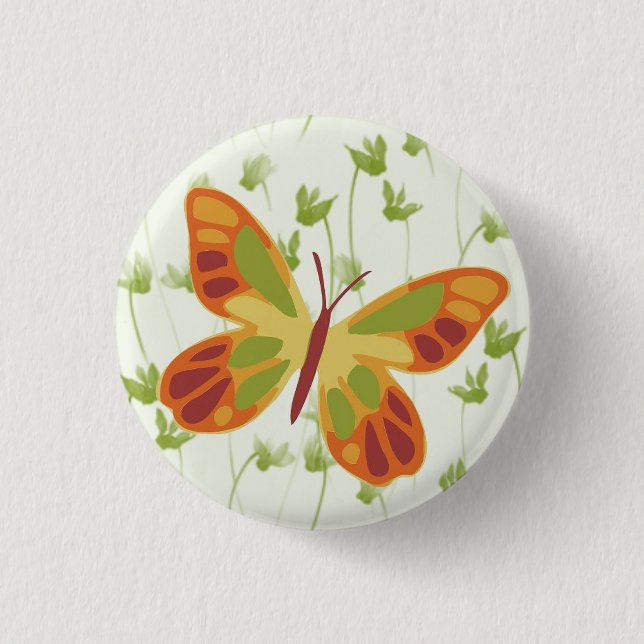 Flitting Butterfly in Grass 1 Inch Round Button (Front)
