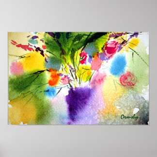 flloral with purple vase- poster