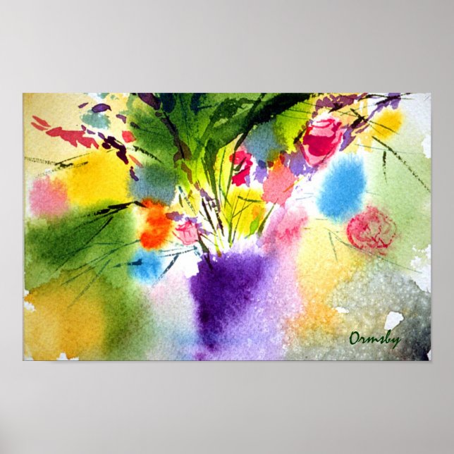 flloral with purple vase- poster (Front)