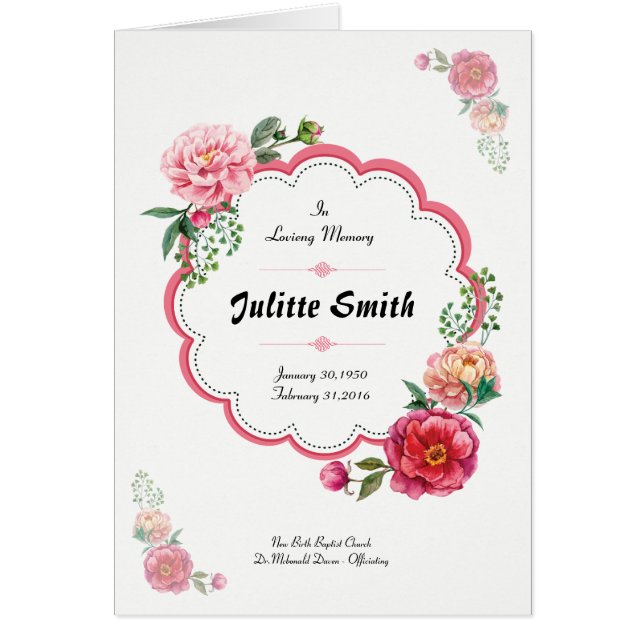 Floal Funeral Program Template (Devant)