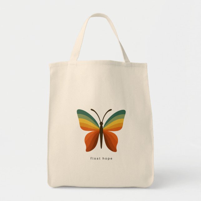 Float Hope Retro Rainbow Butterfly Tote (Front)