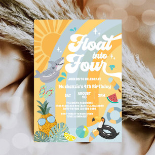 Float Into Four Tropical Summer 4th Birthday Invitation