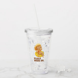 Float Mode On: Summer Cat Lemon Pool Party Art Acrylic Tumbler