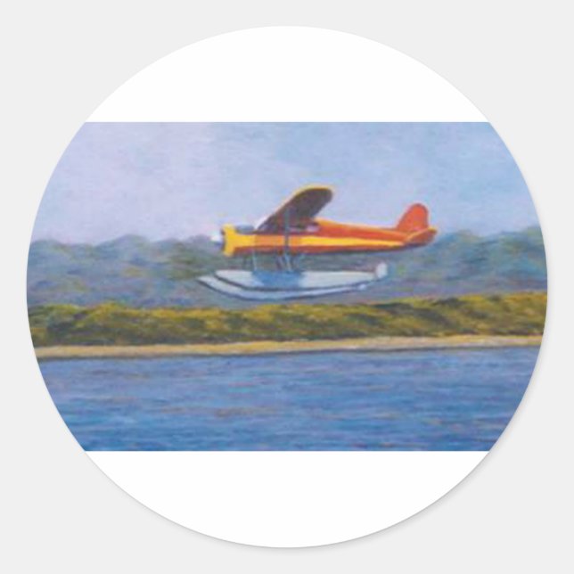 float plane classic round sticker (Front)
