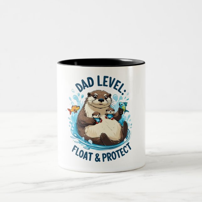  Float & Protect – Otter Dad Funny Two-Tone Coffee Mug (Center)